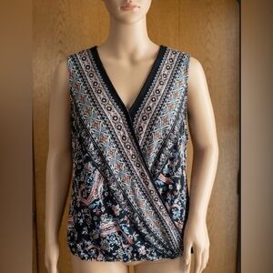 Roz & Ali Black Floral Paisley tank top